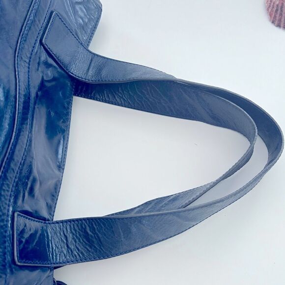 Marc Jacobs Midnight Blue Leather Tote Chic Everyday Carryall - Picture 4 of 11